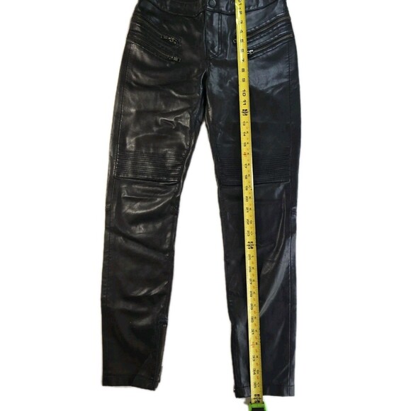 Free People We The Free Faux Leather Pants Size 2 – Black Biker Moto Skinny - Picture 6 of 16